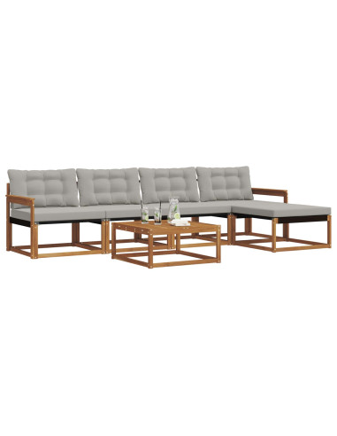 Set di divani con cuscino 6 pcs Grigio Naturale e Chiaro