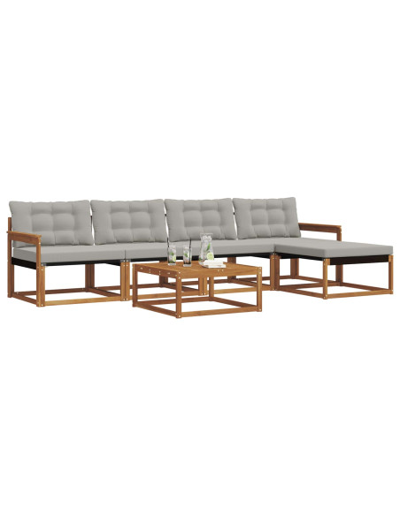 Set di divani con cuscino 6 pcs Grigio Naturale e Chiaro
