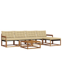 Set di divani con cuscino 6 pcs Naturale e Beige 2