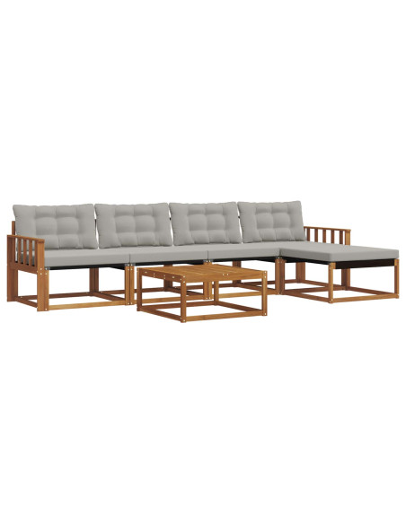 Set di divani con cuscino 6 pcs Grigio Naturale e Chiaro