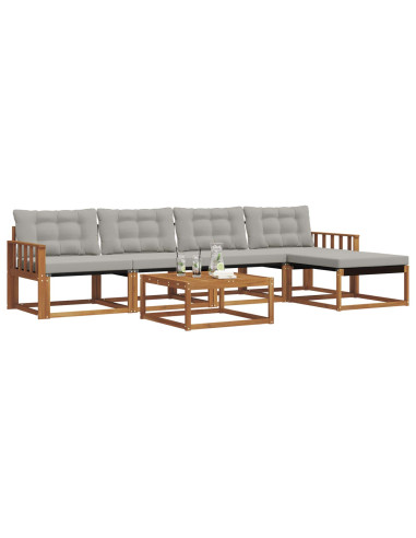Set di divani con cuscino 6 pcs Grigio Naturale e Chiaro