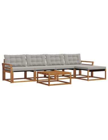 Set di divani con cuscino 6 pcs Grigio Naturale e Chiaro