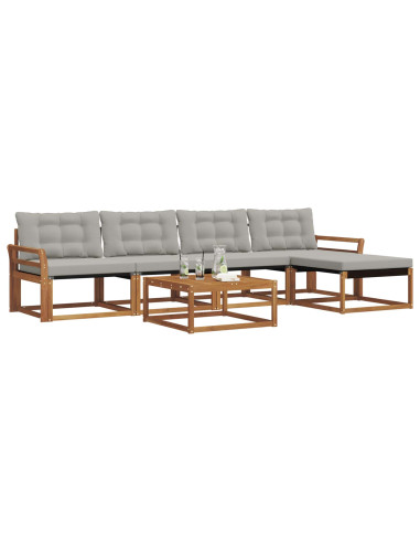 Set di divani con cuscino 6 pcs Grigio Naturale e Chiaro