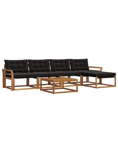 Set di divani con cuscino 6 pcs Naturale e Nero