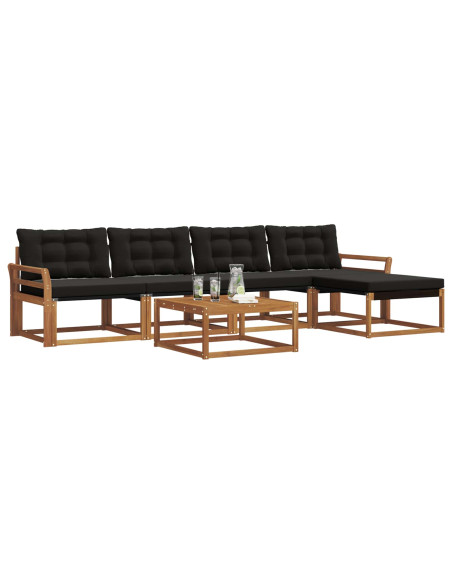 Set di divani con cuscino 6 pcs Naturale e Nero