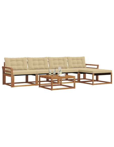 Set di divani con cuscino 6 pcs Naturale e Beige