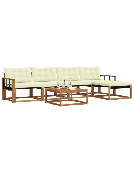 Set di divani con cuscino 6 pcs Naturale e Crema