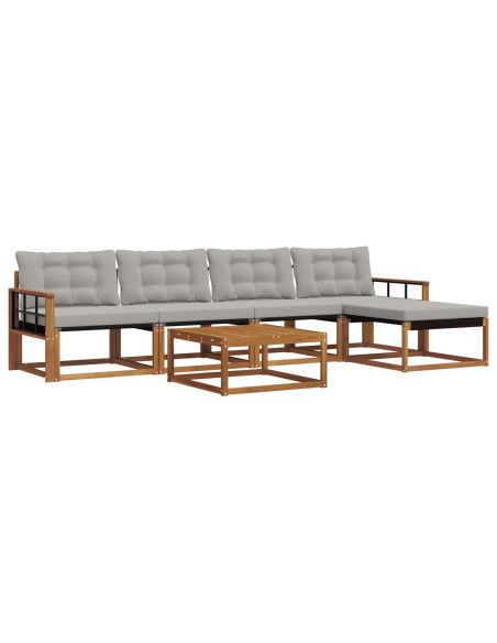Set di divani con cuscino 6 pcs Grigio Naturale e Chiaro
