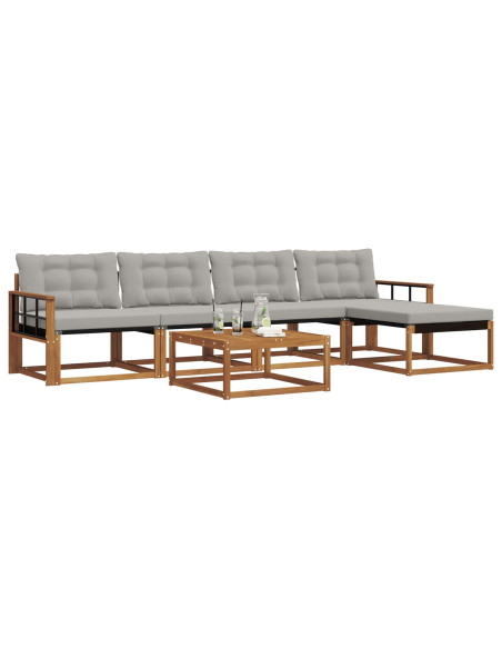 Set di divani con cuscino 6 pcs Grigio Naturale e Chiaro