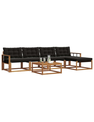 Set di divani con cuscino 6 pcs Naturale e Nero