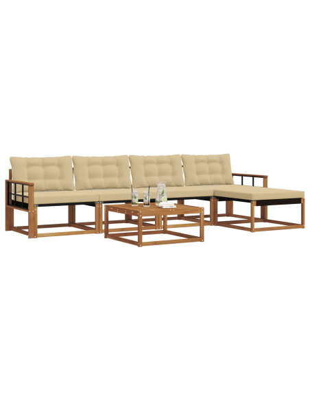 Set di divani con cuscino 6 pcs Naturale e Beige