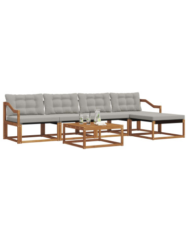 Set di divani con cuscino 6 pcs Grigio Naturale e Chiaro