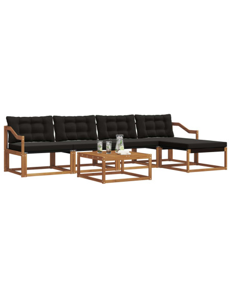 Set di divani con cuscino 6 pcs Naturale e Nero