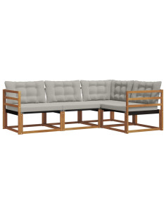 Set di divani con cuscino 4 pcs Grigio Naturale e Chiaro 2