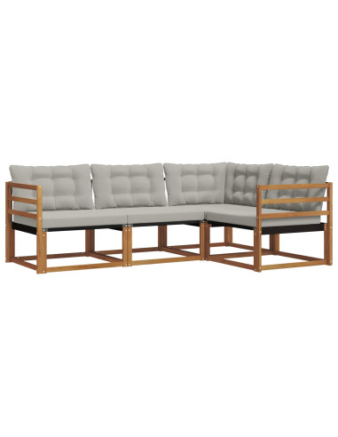 Set di divani con cuscino 4 pcs Grigio Naturale e Chiaro