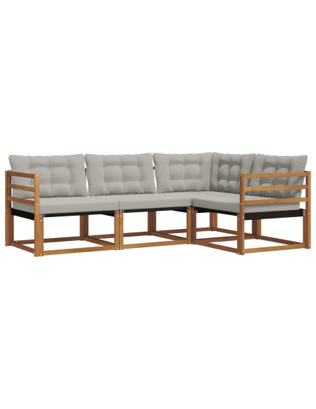 Set di divani con cuscino 4 pcs Grigio Naturale e Chiaro