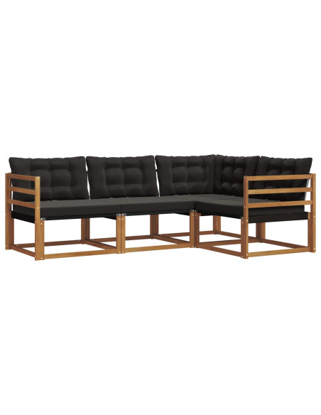 Set di divani con cuscino 4 pcs Naturale e Nero