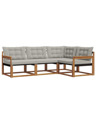Set di divani con cuscino 4 pcs Grigio Naturale e Chiaro