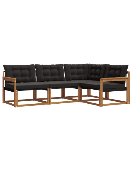 Set di divani con cuscino 4 pcs Naturale e Nero