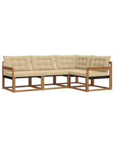 Set di divani con cuscino 4 pcs Naturale e Beige 2