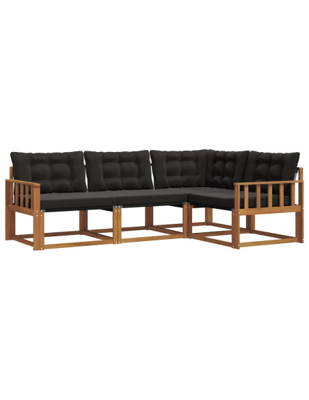 Set di divani con cuscino 4 pcs Naturale e Nero