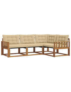 Set di divani con cuscino 4 pcs Naturale e Beige 2