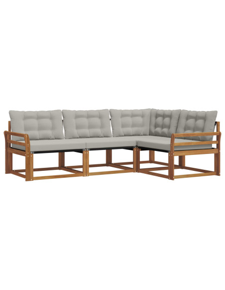 Set di divani con cuscino 4 pcs Grigio Naturale e Chiaro