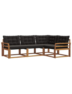 Set di divani con cuscino 4 pcs Naturale e Nero 2