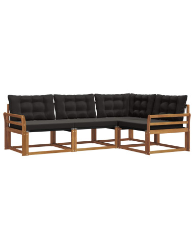 Set di divani con cuscino 4 pcs Naturale e Nero