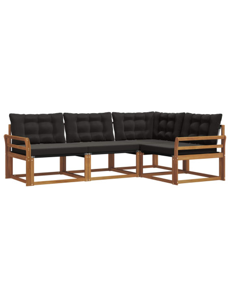 Set di divani con cuscino 4 pcs Naturale e Nero