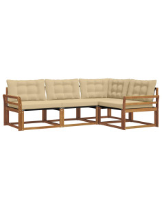 Set di divani con cuscino 4 pcs Naturale e Beige 2