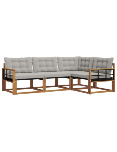 Set di divani con cuscino 4 pcs Grigio Naturale e Chiaro 2