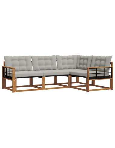 Set di divani con cuscino 4 pcs Grigio Naturale e Chiaro