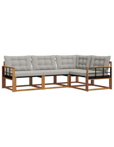 Set di divani con cuscino 4 pcs Grigio Naturale e Chiaro