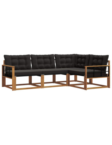 Set di divani con cuscino 4 pcs Naturale e Nero