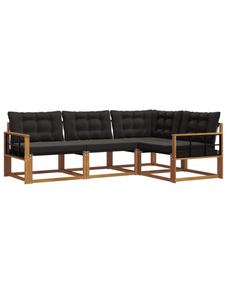 Set di divani con cuscino 4 pcs Naturale e Nero
