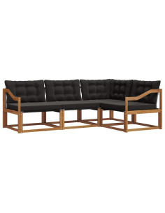 Set di divani con cuscino 4 pcs Naturale e Nero 2