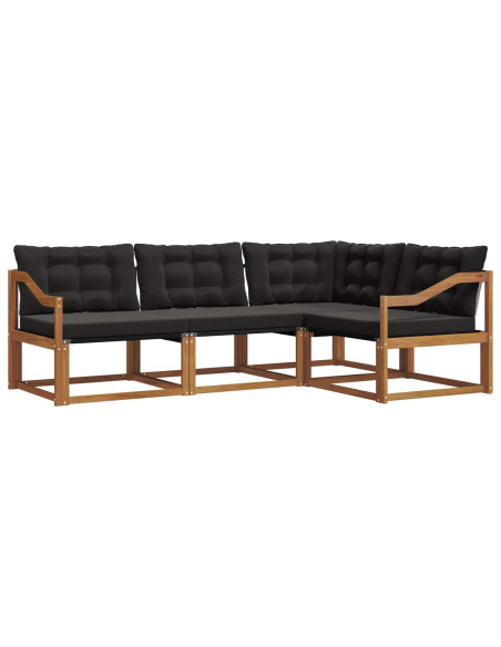 Set di divani con cuscino 4 pcs Naturale e Nero