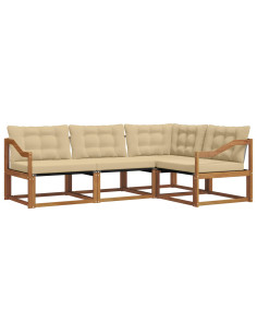 Set di divani con cuscino 4 pcs Naturale e Beige 2