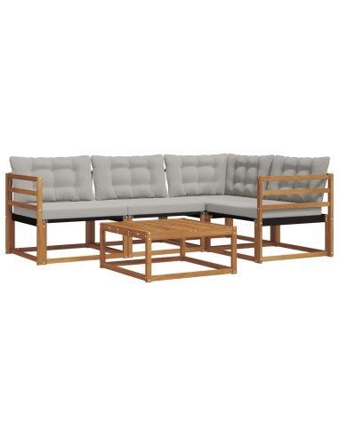 Set di divani con cuscino 5 pcs Grigio Naturale e Chiaro