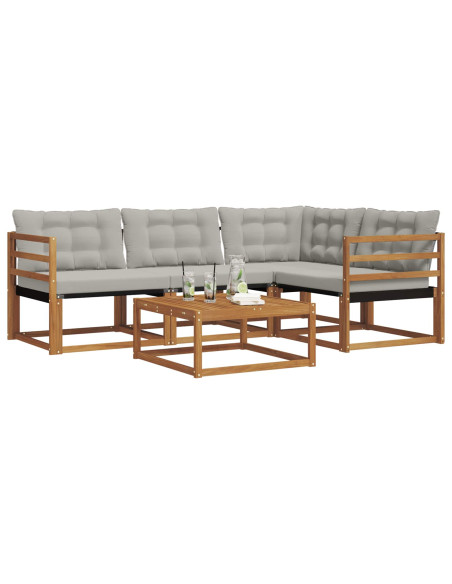 Set di divani con cuscino 5 pcs Grigio Naturale e Chiaro