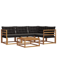 Set di divani con cuscino 5 pcs Naturale e Nero 2