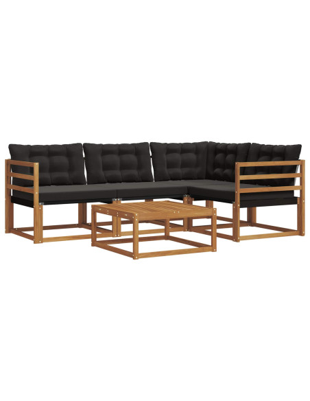 Set di divani con cuscino 5 pcs Naturale e Nero