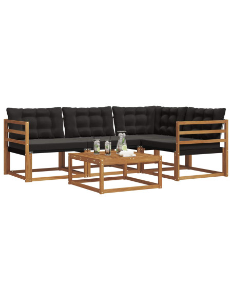 Set di divani con cuscino 5 pcs Naturale e Nero