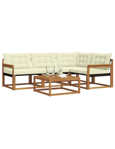 Set di divani con cuscino 5 pcs Naturale e Crema