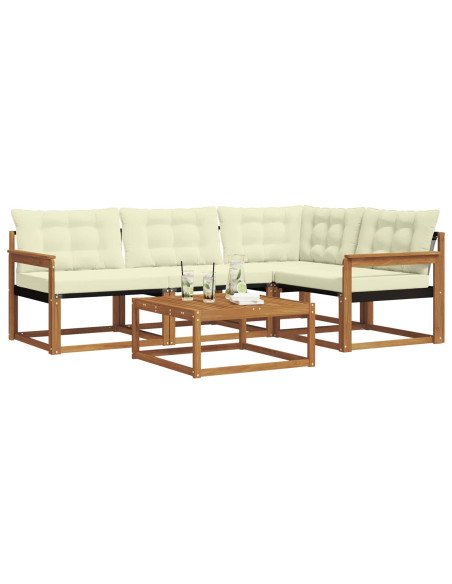 Set di divani con cuscino 5 pcs Naturale e Crema