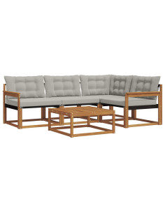 Set di divani con cuscino 5 pcs Grigio Naturale e Chiaro 2