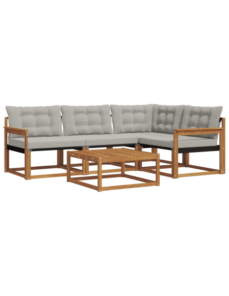 Set di divani con cuscino 5 pcs Grigio Naturale e Chiaro