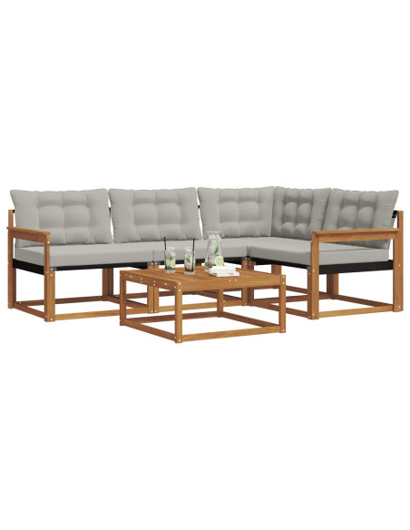 Set di divani con cuscino 5 pcs Grigio Naturale e Chiaro