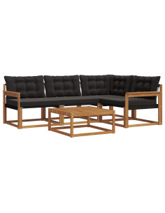 Set di divani con cuscino 5 pcs Naturale e Nero 2